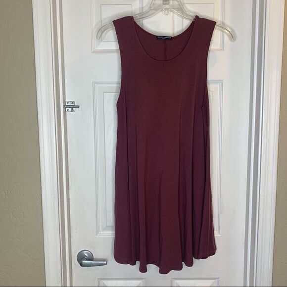 Brandy Melville Alena Swing Mini Dress One Size Sleeveless Burgandy - Picture 3 of 10